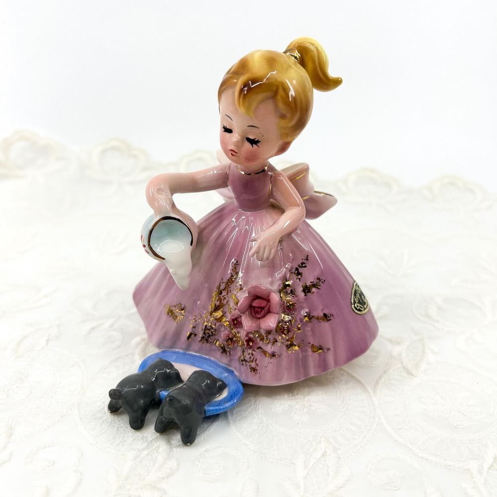 Vintage Josef Originals The Farmers Little Daughter Girl Feeding Kitten Figurine